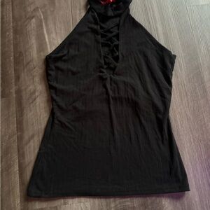 Black Halter Neck Women's Top